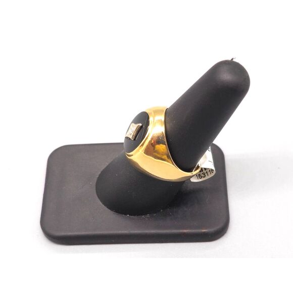 10KT YELLOW GOLD .01CTW DIAMOND & BLACK STONE RING SIZE 8 / 4.80G (153116-4) - Picture 2 of 3